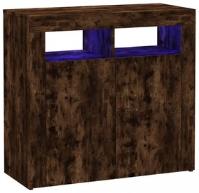 füstös tölgy színű tálalószekrény LED-ekkel 80 x 35 x 75 cm