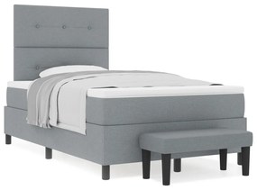Box Spring Ágy Matraccal és Pad mosott szürke 120x200 cm Szövet