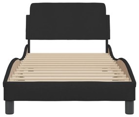 fekete szövet ágykeret fejtámlával matrac nélkül 80 x 200 cm