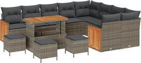 vidaXL Kerti Kanapé Szett 13 pcs Szürke Poli Rattan és Porfestett Acél