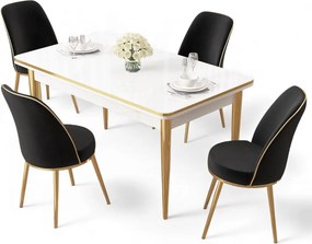 Rewa étkezőgarnitúra, fehér-arany, 110 cm – TR240CHR3041