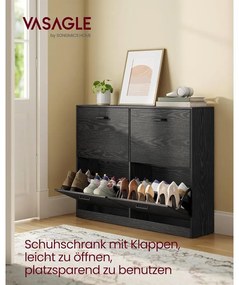 Cipősszekrény 4 lehajtható rekesszel 24 x 105,5 x 83 cm, fekete