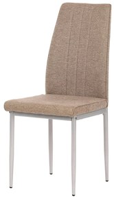Scaun din material textil maro cu picioare din metal gri DCL-379