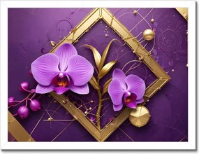 Poszterek keretben 40x30 Lila orchideák és arany