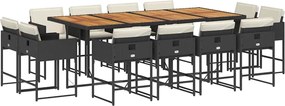 vidaXL 13 részes fekete polyrattan kerti ülőgarnitúra párnákkal