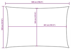 bézs téglalap alakú oxford-szövet napvitorla 3,5 x 5 m