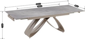 Luigi kerámia kihúzható asztal 160–240 cm, szürke márvány/kasmír színben