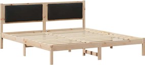 vidaXL Ágykeret fejtámlával Fekete 180 x 200 cm Tömör fenyőfa