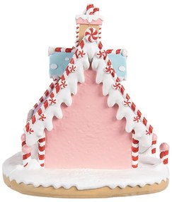 Rózsaszín kék mézeskalács ház karácsonyi dekoráció 16x13x15 cm