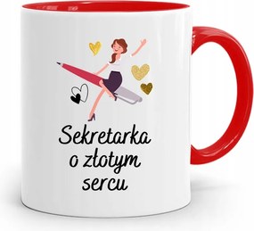 Piros Ajándék Bögre Arany Szívű Titkárnőnek, fényképes nyomattal