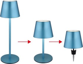 Globo 58488BL-LED VANNIE, fényerőszabályozható érintésvezérelt tölthető kültéri asztali lámpa 3W/5V IP54 1800mAh kék