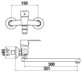 JIKA H3111Z70042401 - LYRA mosdó csaptelep 15x35,1 cm, fényes króm