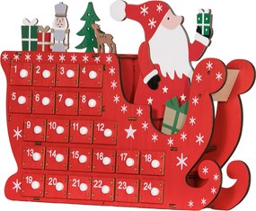 HOMCOM Tölthető Adventi Naptár 24 Fiókkal Karácsonyi Naptár Adventi Naptár Doboz Karácsonyi Dekoráció DIY MDF Tábla Piros 22,5 x 8 x 36 cm | Aosom