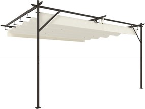 Outsunny 4 × 3 m kerti fali pergola kihúzható tetővel, UPF30+ védelem, vízelvezetés és fémszerkezet — krémszínű | Aosom