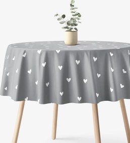 Goldea kör alakú pamut terítő - szívecskék, szürke alapon Ø 140 cm