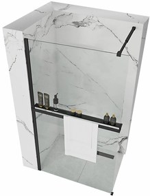 Rea Aero, zuhanykabin 80 cm + EVO polc és akasztó, 8 mm átlátszó üveg, fekete profil, KPL-K0581