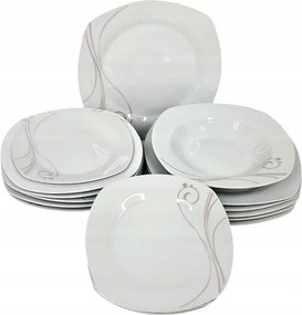 Ebédlő Tányér Szett 6 Személyes Tányér Mintás 18 Db-os Porcelán