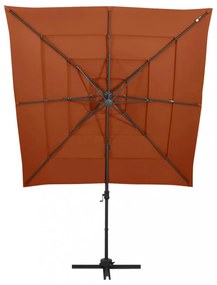 4 szintes terrakotta napernyő alumíniumrúddal 250 x 250 cm