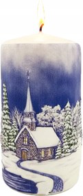 Nagy Karácsonyi Gyertya 3D Dekoratív Falu Gyertya