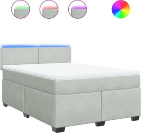 vidaXL világosszürke bársony rugós ágy matraccal 160x200 cm