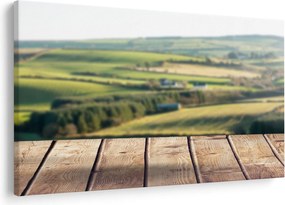 Kép - Fa polc tájképi elemekkel (90x60 cm)