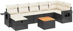 vidaXL 8 részes fekete polyrattan kerti ülőgarnitúra párnákkal