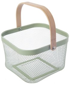 Fémhuzalos fém tárolókosár 24,5x24,5x30 cm Greenish – Orion