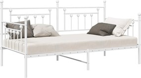 vidaXL Nappali ágykeret Fehér 90 x 200 cm Acél