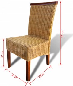 2 db barna természetes rattan étkezőszék