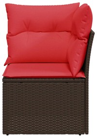 vidaXL barna polyrattan kerti sarokkanapé párnákkal