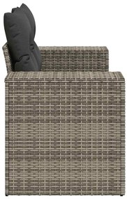 2 személyes szürke polyrattan kerti kanapé párnával