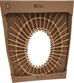 Fali tükör kör, ovális keret fa 560 x 430 mm boho vintage, fonott