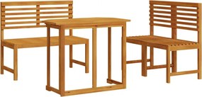 vidaXL Kert Bistro Készlet 3 pcs Barna Tömör Akácfa