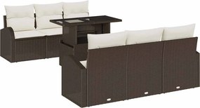 vidaXL Kerti Kanapé Szett párnával 7 pcs Barna Poli rattan