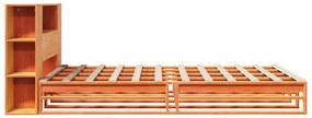 viaszbarna tömör fa könyvespolcos ágy matrac nélkül 140 x 190cm