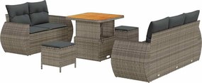 vidaXL Kerti Kanapé Szett 8 pcs Szürke polirattan