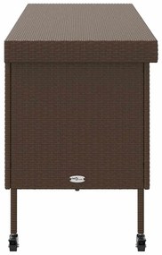 barna polyrattan kerti tárolóláda kerekekkel 160x55x75 cm