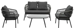 Kerti Ülőgarnitúra, Fém + Polyrattan, Szürke. AZ-L1880 GREY