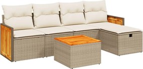 vidaXL 6 részes bézs polyrattan kerti ülőgarnitúra párnával