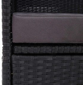 fekete polyrattan kültéri kanapé napellenzővel