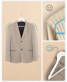 Faakasztók, 10 db -os csúszásmentes vállfák, fehér