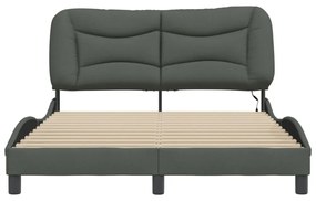 sötétszürke szövet ágykeret LED-ekkel matrac nélkül 120x200 cm