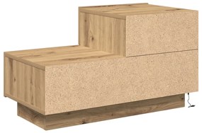 Éjjeli szekrény LED világítással, Műgyanta tölgy, 100x36x49 cm