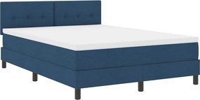 vidaXL Boxrugós ágy matracmal leddel Kék 160 x 200 cm szövet