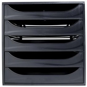 Irattároló, műanyag, 5 fiókos, EXACOMPTA Ecobox ExoBlack, fekete (EX229014D)