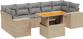 vidaXL 8 részes bézs polyrattan kerti ülőgarnitúra párnával