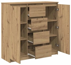 kézműves tölgy szerelt fa tálalószekrény fiókos 100,5x35x98,5cm