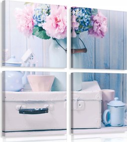 Vászonkép 50x50 Finomság pasztell virágok meghittség vintage romantika provence