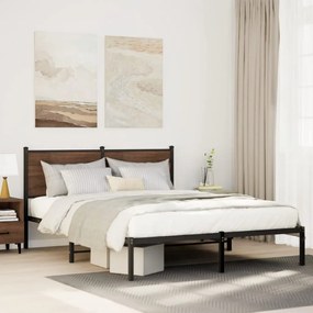 füstös tölgy színű fém ágykeret matrac nélkül 150 x 200 cm