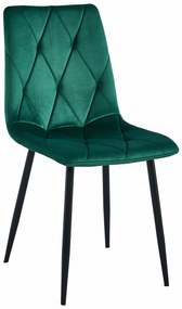 Sötétzöld bársony étkezőszék LIBRA fekete lábakkal